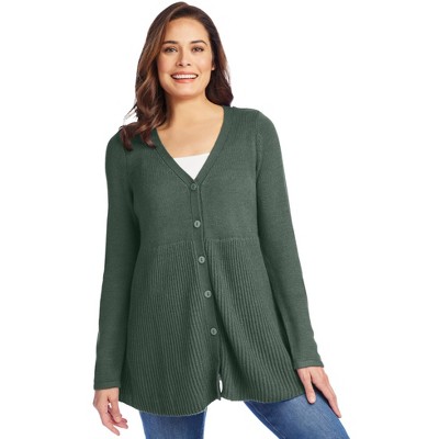Woman Within Women's Plus Size Babydoll Cardigan Sweater
