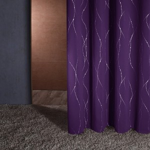 Deconovo Silver Line & Dots Blackout Curtains, 2 Panels (38” W) - 1 of 4