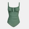 Women's Elegant Sage Green One-Piece Swimsuit with Ruched Front and Open Back - Cupshe - image 3 of 4