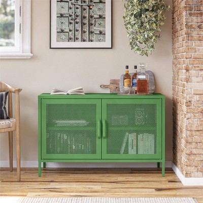 Kelly Green Metal 2 Door Storage Cabinet with Mesh Doors