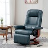PU Leather Recliner Swivel Chair with Wood Base and Extendable Footrest - 2 of 4