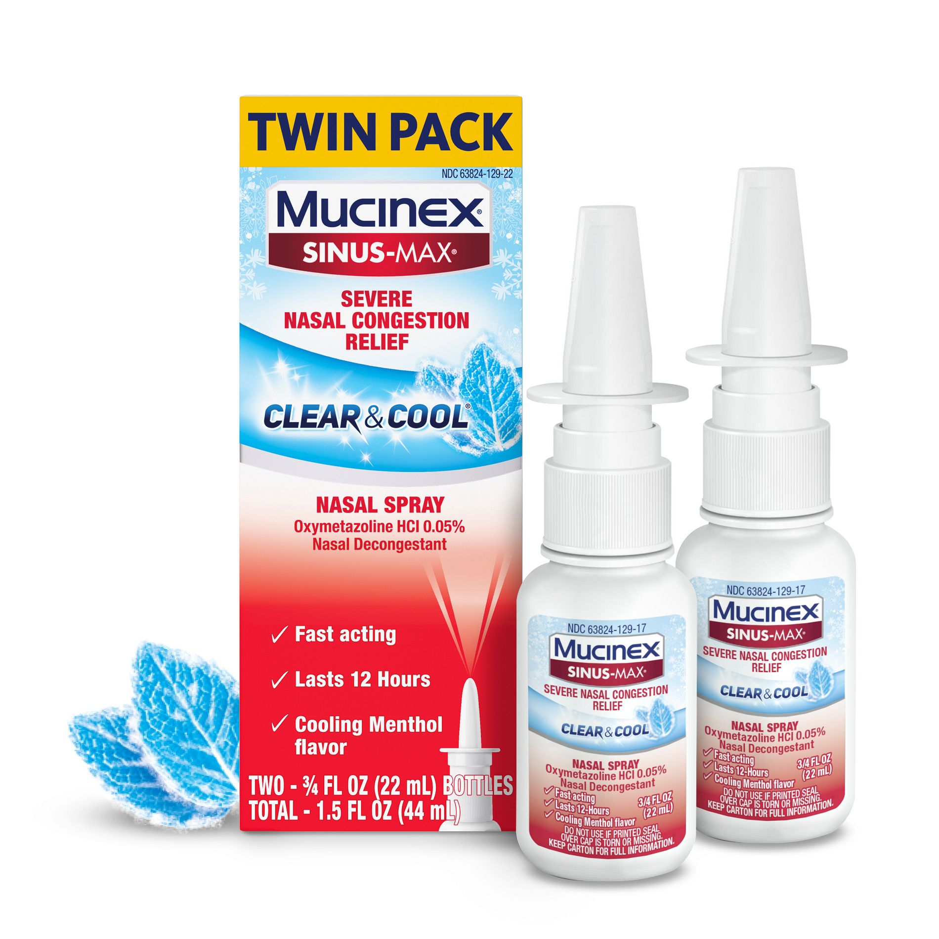 Mucinex Sinus-Max Nasal Spray - Clear and Cool - Oxymetazoline Hydrochloride - 1.5 fl oz/2ct