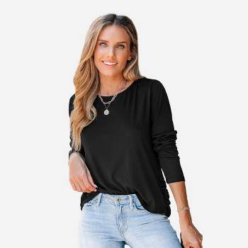 Women's Marled Knit Caged Back Pullover Tee - Cupshe