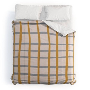 Deny Designs 3pc King Menina Lisboa Blue and Yellow Striped Comforter and Pillow Sham Set Blue: Non-Woven, Machine Washable, Abstract Design - 1 of 4