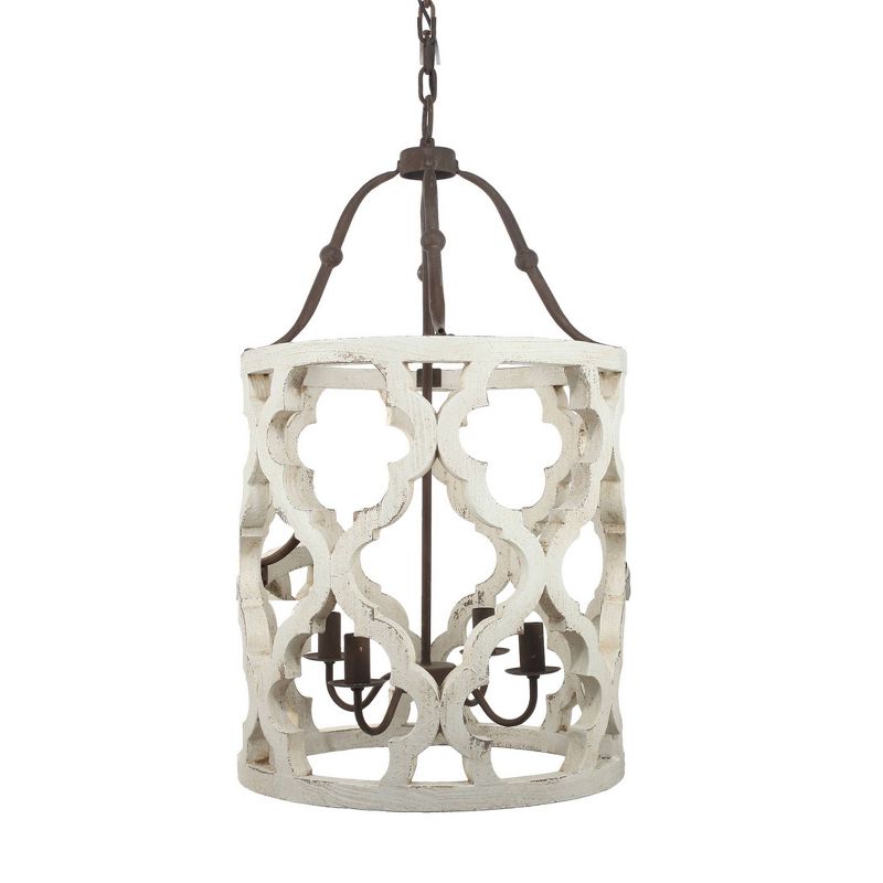 19&#34;x33.5&#34; 4-Light Jolette Wood Chandelier Ceiling Light Washed White - A&#38;B Home, 4 of 7