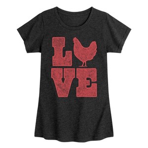 Girls' - Instant Message - Love Chicken Fitted Short Sleeve Graphic T-Shirt - 1 of 4