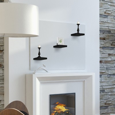 Black MDF Floating Wall Shelves for Living Room