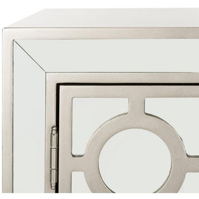 Gray Mirrored Glam Art Deco Accent Cabinet