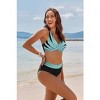 AI'MAGE Women's High Waisted Bikini Sets Tummy Control Swimsuits 2025 Two Piece Bathing Suits Color Block Halter Swim Suits - 3 of 3