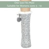 Elanze Designs Grey Gold Glitter Knit Pom Pom Womens One Size Plush Lined Non Skid Indoor Slipper Socks - 4 of 4