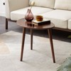 Okak Small 19.7"H Pebble Shaped Side Center Tables Handcrafted Solid Oak Wood Patio End Table Coffee Table Small Drink Table Outdoor&Indoor, Walnut - 2 of 4