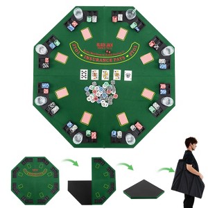 Costway 48" Portable Poker Table Top w/ Cup Holders & Chip Trays Carrying Bag for Party - 1 of 4