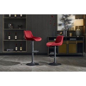 Velvet Bar Stools Set of 2 with Adjustable Height, 360¡ã Swivel, Chrome Footrest, and Metal Legs for Kitchen, Dining, or Bar - 1 of 4