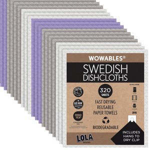 LOLA Swedish Dishcloths 320 Pk Biodegradable Reusable Paper Towels Absorbent Cellulose Kitchen Sponge Cloths Zero Waste Odor Free, Made in Germany - 1 of 4