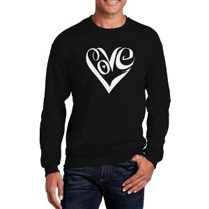 LA Pop Art Men's Word Art Crewneck Sweatshirt - Script Love Heart - 1 of 4