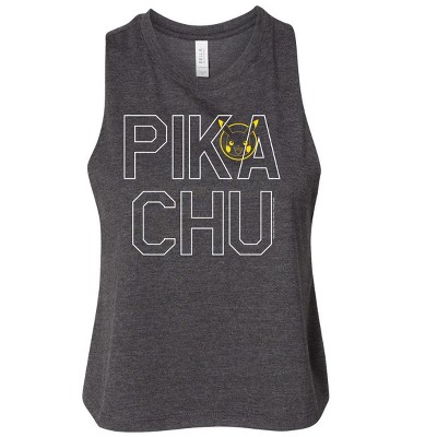 Women's Pokémon Pika Blocks Graphic Racerback Tank - Heather Charcoal - Small