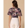INSPIRE CHIC Women's Floral Flare Short Sleeve V Neck Summer Smocked Crop Tops - 4 of 4