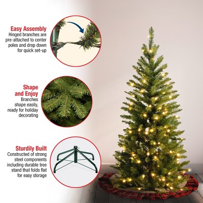 Slim Kingswood Fir 4.5' Green Artificial Christmas Tree with Clear Lights