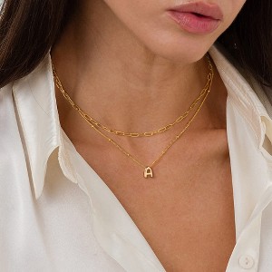 Turandoss 2PCS Dainty Gold Initial Necklaces for Women Trendy, Layered Bubble Pendent Necklace, Gold Jewelry for Women, Birthday Gifts for Her - 1 of 4