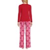 Lands' End Women's Pajama Set Knit Long Sleeve T-Shirt and Flannel Pants - 2 of 3