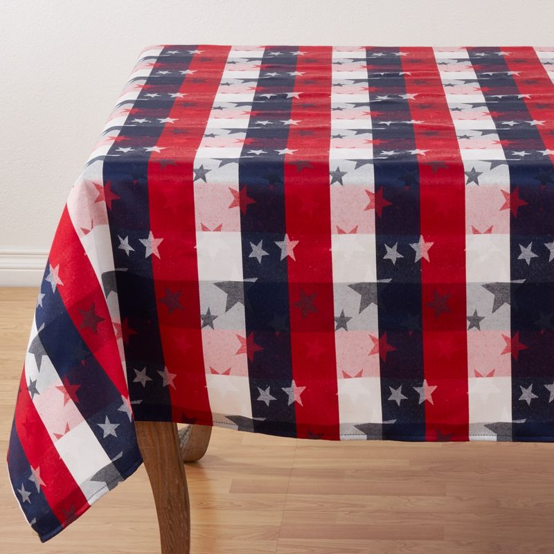 Saro Lifestyle Cotton Blend Tablecloth With Checkered And Stars Design, 3 of 9