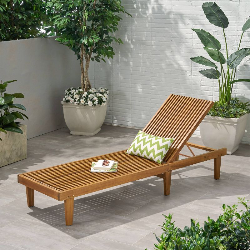 Nadine Wooden Patio Chaise Lounge Chair - Christopher Knight Home, 3 of 8
