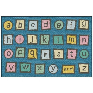 Carpets for Kids Alpha Blocks Value Learning Rug, Rectangle Dark Blue - 1 of 4