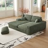 114.5'' Modular Corduroy L-Shaped Sofa with Recliner, 2-in-1 Convertible Floor Couch with Foam Cushions and Neck Support Pillows for Living Room - 2 of 4