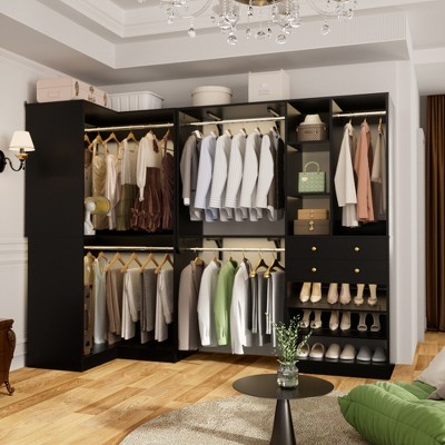 Aheaplus Large Closet System with Wooden Drawers and Shoe Racks