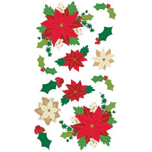 Sticko Christmas Stickers - Glitter Poinsettias, 12pcs - 1 of 1