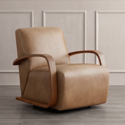 Spruce&Spring Swivel Accent Chair with U-Shaped Wood Arm