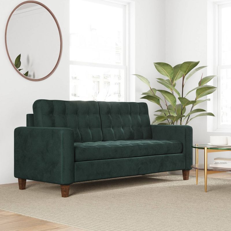 76” Brynn Upholstered Square Arm Sofa with Buttonless Tufting - Brookside Home, 1 of 20