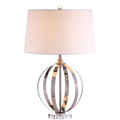 26" Metal Logan Orb Table Lamp with Linen Shade, Crystal Base Includes LED Bulb - JONATHAN Y
