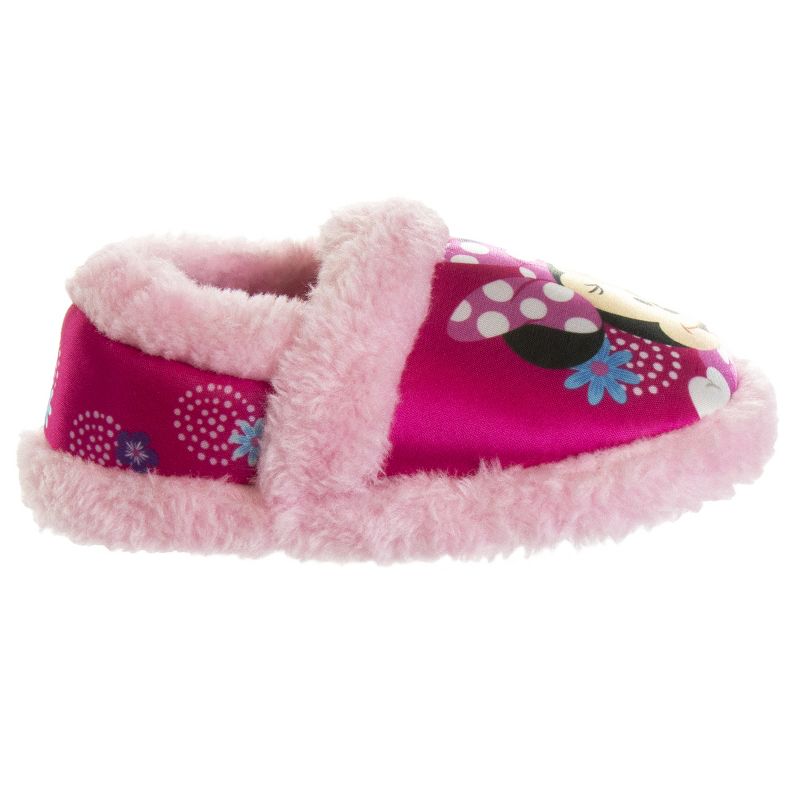 Disney Kids Girl's Minnie Mouse Slippers - Plush Lightweight Warm Comfort Soft Aline House Slippers Fuchsia Pink (size 5-12 Toddler-Little Kid), 4 of 9