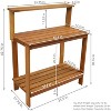 Sunnydaze Outdoor Meranti Wood with Teak Oil Finish Gardening Potting Bench with Storage Shelf - Brown - 3 of 4