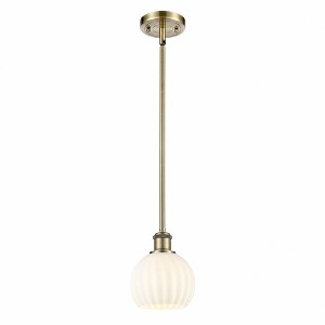 White Venetian - 1 Light Stem Hung Mini Pendant In Modern Style-8 Inches Tall and 6 Inches Wide - 1 of 1