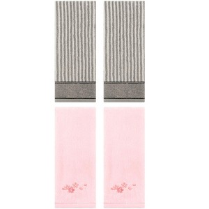REGALWOVEN 4 Pcs Striped Pattern Soft Absorbent Cotton Hand Towels 13 x 29 Inch - 1 of 4