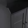 Vynxaria Elegant Tall Cabinet with Acrylic Door, Versatile Sideboard, Curved Design, Adjustable Shelves for Living Room, Black. - 3 of 4