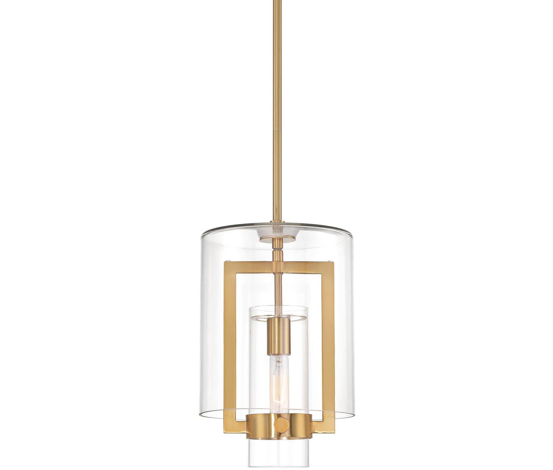 Possini Euro Design Camden Warm Brass Gold Mini Pendant 10" Wide Modern Clear Glass Fixture for Dining Room House Kitchen Island