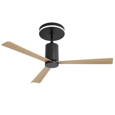 YUHAO 52 Inch Modern Flush Mount Reversible DC Motor  Ceiling Fan with Light, Remote Control and 3 ABS Blades