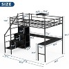 Zevemomo Full Size Loft Bed with L-Shaped Desk, Metal Loft Bed Frame,Wardrobe and Storage Stairs, Space Saving, Black - 4 of 4