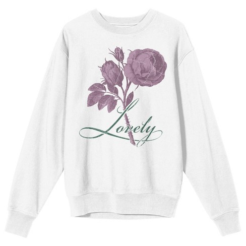 White sweatshirt with store roses