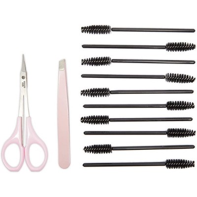 Glamlily 12 Pieces Eyebrow Grooming Kit with Trimming Scissors, Slant Tweezers, Spoolies