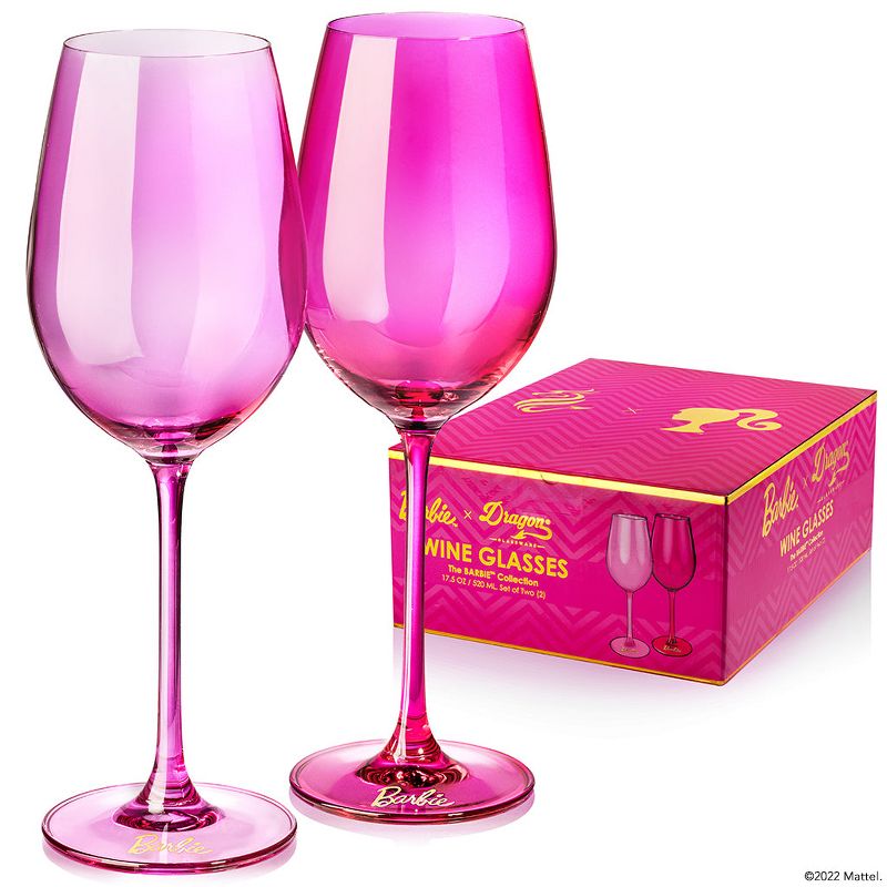 Barbie x Dragon Glassware Wine Glasses 17.5 oz Set of 2, 1 of 9
