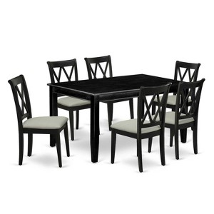 HomeStock 7-Piece Rectangle Black Finish Solid Wood Top Dining Table with 6-Chairs with Cross Back - 1 of 4