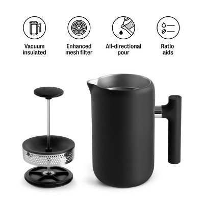 Matte Black Stainless Steel 24oz French Press Coffee Maker