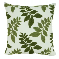 Saro Lifestyle Down-Filled Crewel Embroidery Throw Pillow With Leaf Design