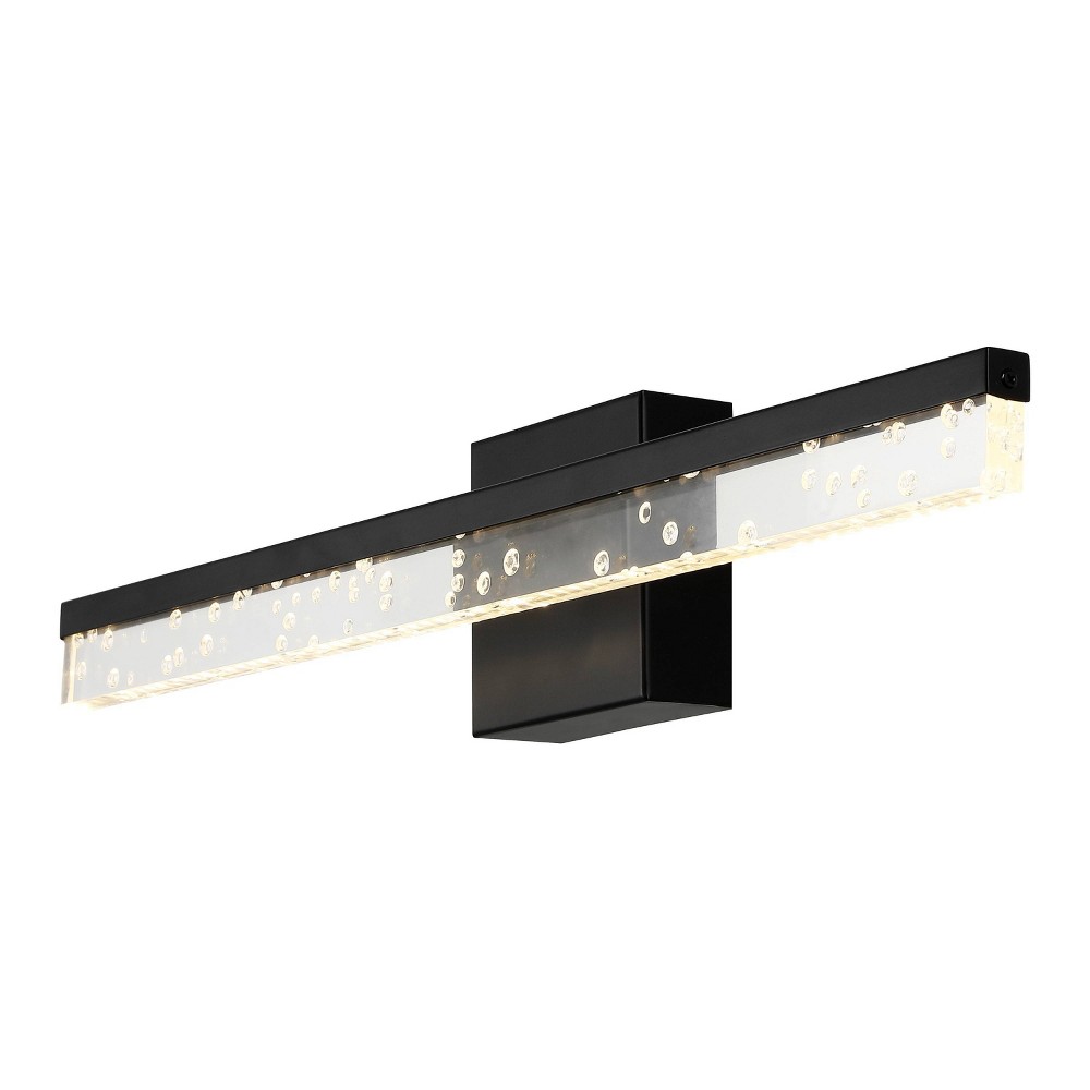 JONATHAN Y 22" 1-Light Mario Modern 360-Degree Rotatable Iron/Seeded Acrylic LED Vanity Light Black/Clear: ETL Listed, 3000K, Dimmable