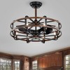 Warehouse Of Tiffany 29"x29"x22" 8-Light Dassel Lighted Ceiling Fan Brown: Industrial Farmhouse Style, ETL Listed, Remote Controlled - 2 of 4