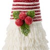 Cesicia 5.9x16.5" Red&White Frosted Yarn Cone Adorned With a Cozy Holly Berry, 2 Pack - 2 of 4